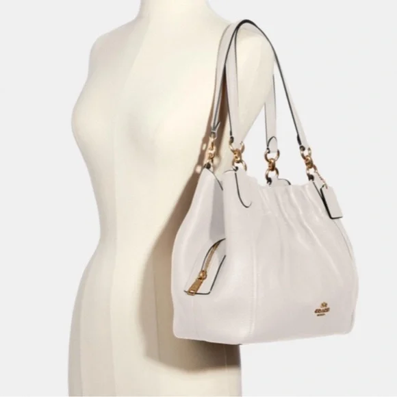 Coach maya shoulder bag in pebbled leather chalk off white - Picture 1 of 11